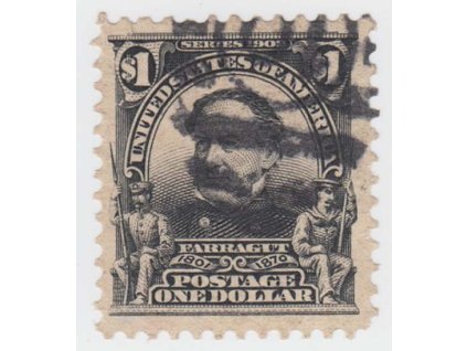 USA, 1902, 1 Dolar admirál Farragut, MiNr.149A, razítkované