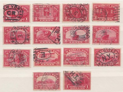 USA, 1912, 1C-1Dolar série Paketmarken, MiNr.1-12, razítkované