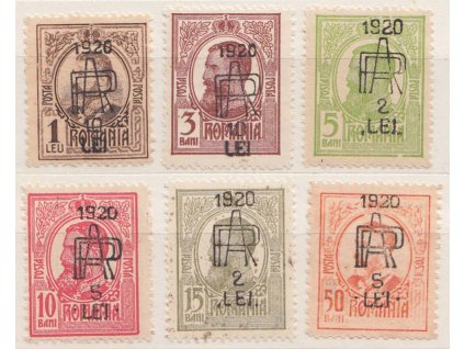 1920, 6 kusů známek s přetiskem PPA 1920, **