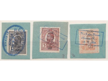 1920, 3 kusů známek s přetiskem PPA 1920, výstřižky