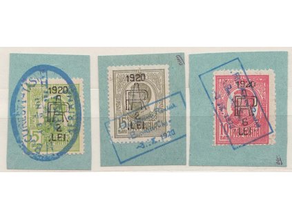 1920, 3 ks známek s přetiskem PPA 1920, výstřižky
