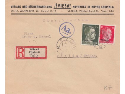 Ostland, 1944, R-dopis zasl. do Police nad Metují, hledané