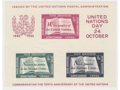 New York, 1955, 3-8 C aršík, typ II., MiNr.Bl.1II, **