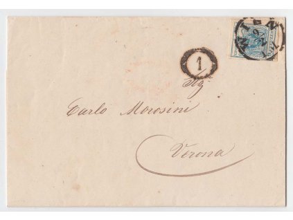1856, skládaný dopis se  zn. 9 Kr Znak, DR Wien, doplatek