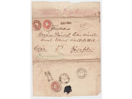 1862, DR Mandok, R-dopis vyfr. zn. 5+10+10Kr Franc Josef