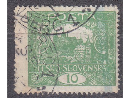 10h zelená, Řz.13 3/4, rámečkový typ, Nr.6C, razítkované