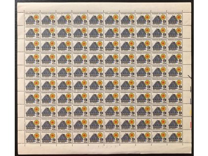1971, 9Kčs Lidová architektura, 100 ks arch, Nr.1882, **, přeloženo v perforaci
