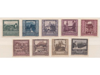 1923, 100-1000 Kr série Města, MiNr.433-41, * po nálepce