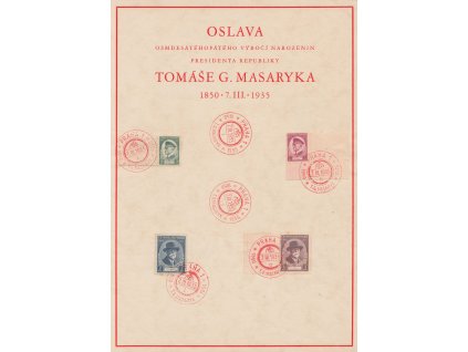 1935, Praha, T.G.Masaryk, A4, pamětní list