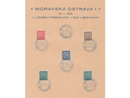 1935, Moravská Ostrava, V. Lyžařský přebor, pamětní list, A4