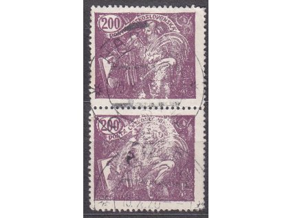 200h fialová, 2páska s výrazným nedotiskem známek, Nr.165, razítkované