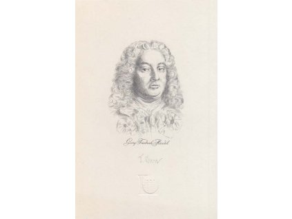 Housa, podpis na grafice Georg Friedrich Händel, malý formát