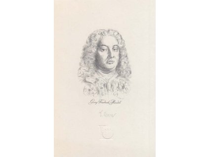 Housa, podpis na grafice Georg Friedrich Händel, malý formát