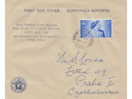 1948, FDC Stříbrná svatba, DR Didcot 26.4.1948, prošlé