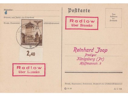Generalgouwernement, 1940, DR Slotwina + poštovna Radlov, prošlý lístek, lehká omačkání