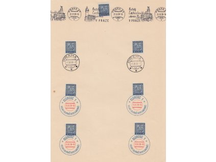 1938, pamětní list s pamětními razítky, A4, skvrnka, lehká omačkání