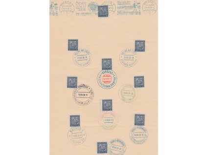 1938, pamětní list s pamětními razítky, A4, lehké faldy - viz. foto