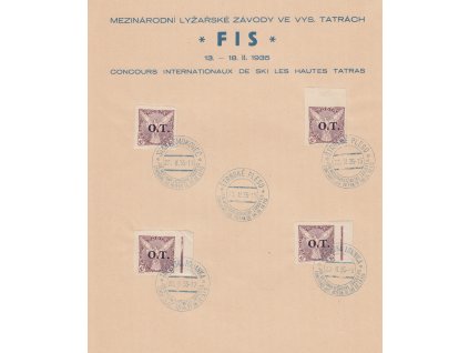 1935, Lyžařské závody FIS ve Vysokých Tatrách, pamětní list, A4
