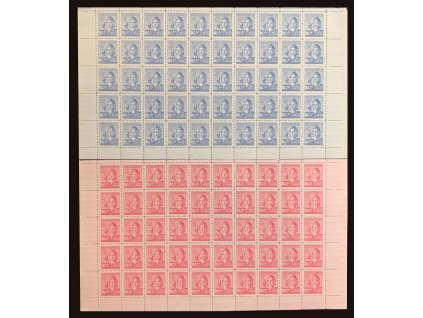 1945, 1.50-2.50Kčs Studenstvo, 50 ks archy, Nr.429-30, **, dv v okraji