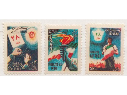 Irán, 1954, 2-5 R série, MiNr.908-10, **/* , vynechávky lepu - viz. foto, krátké zoubky