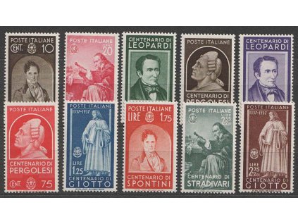 1937, 10C-2.75L série Umělci, MiNr.591-600, ** , část známek částečně zažloutlý lep