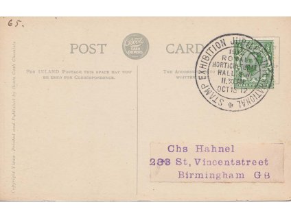 1912, London, Výstava známek, pohlednice, prošlé