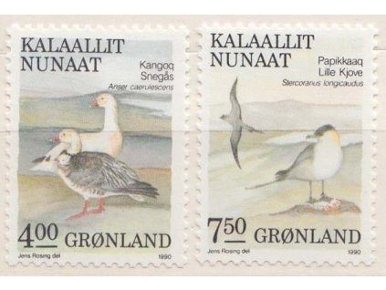 Grónsko, 1990, 4-7.50 Kr série Ptáci, MiNr.199-200, **