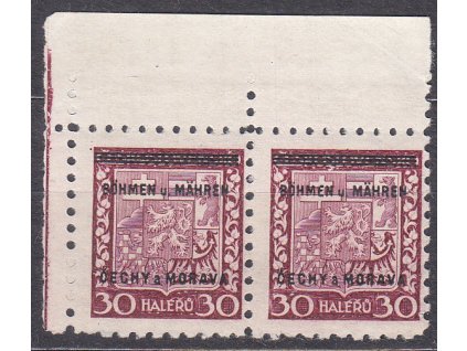 1939, 30h Znak, levá horní roh. 2páska, Nr.5, **, ilustrační foto