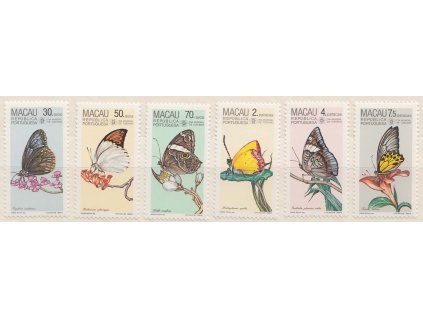 Macau, 1985, 30A-7.5P série Motýli, MiNr.540-45, **