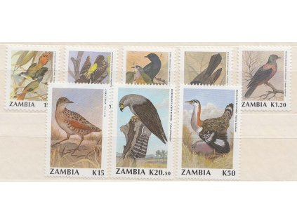 Zambia, 1990, 10N-50K série Ptáci, MiNr.528-35, **