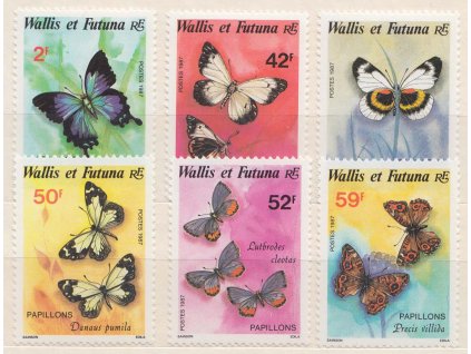 Wallis a Futuna, 1987, 2-59 Fr Motýli, MiNr.521-26, **