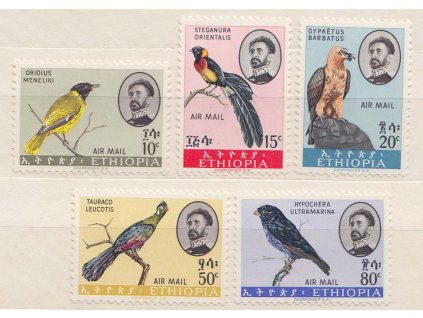 Ethiopia, 1963, 10-80 C série Ptáci, MiNr.459-63, ** , daktyl