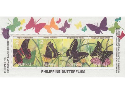 Filipíny, 1993, aršík Motýli, MiNr.Bl.57, **