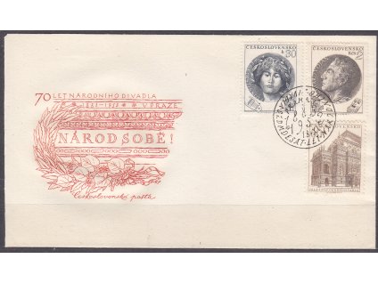 1953, FDC Národní divadlo, zn. 30h Destinová II.typ