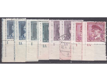 1935, 40h-1Kč Osobnosti, série s DČ 1 a 1A, Nr.300-3, razítkované