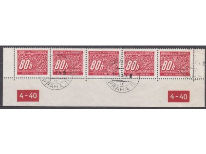 80h červená, 5pás s DČ 4-40 - varianta X-X, Nr.DL8, razítkované