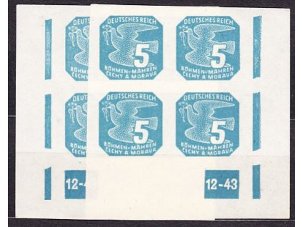 1943, 5h modrá, 2 roh. 4bloky s DČ 12-43, L+P, Nr.NV11, **