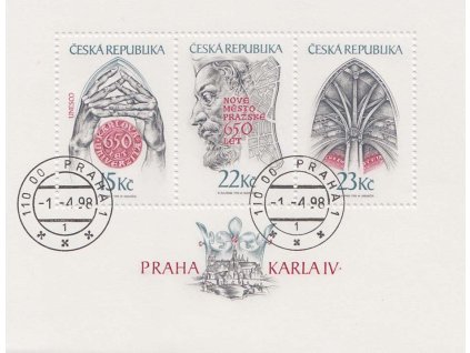1998, 15-23 Kč aršík Praha Karla IV., Nr.A174-176, razítkované