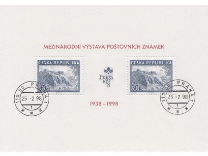 1998, 30 Kč aršík Historie výstav, Nr.A171, razítkované