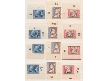 1942, 3-12 Pf série UPU, roh. miniatura, MiNr.823-25, **/*