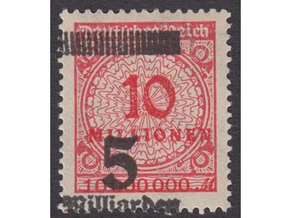 1923, 5 Mrd / 10 Mio M posun přetisku, MiNr.334A, těžší *