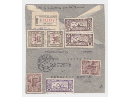 Paraguay, 1930, R-dopis zaslaný do ČSR, razítko Asuncion, dopis