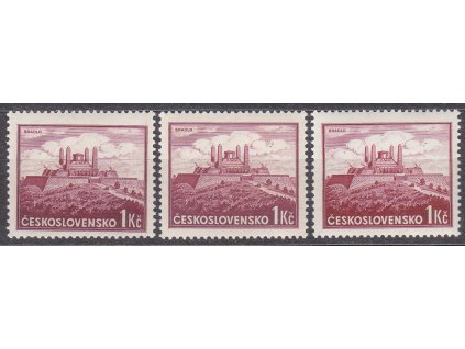 1937, známka z aršíku 1Kčs, 3 ks - typ I,II,III, Nr.330, **