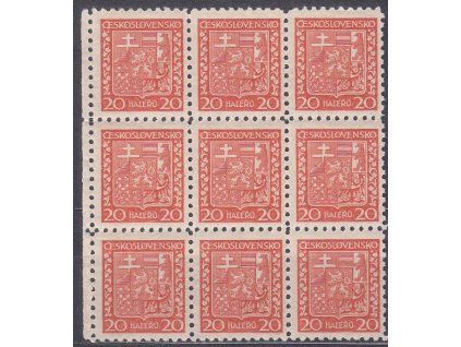 1929, 20h Znak, krajový 9blok, pergamenový papír, Nr.250x, **, ilustrační foto
