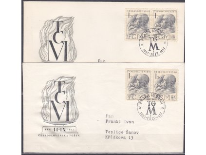 1947, FDC zn. Nr.458, kompletní písmena A,B, vypsané adresy