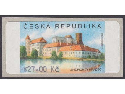 2018, 27 Kč Jindřichův Hradec, TV - zdeformovaný háček u "Ř, TV2, **