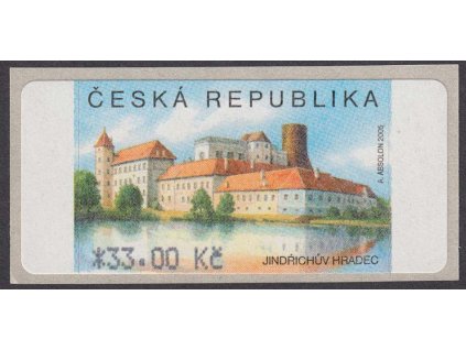 2018, 33 Kč Jindřichův Hradec, TV - zdeformovaný háček u "Ř, TV2, **