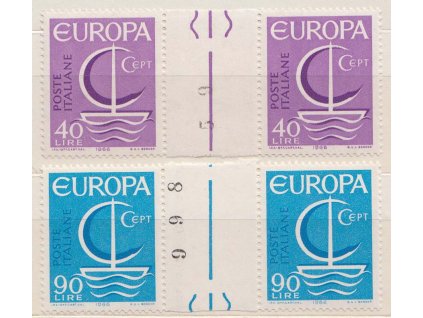 1966, 40-90 L Europa, meziarší, MiNr.1215-16, ** , zažloutlý lep