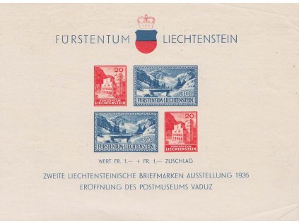 1936, Výstavní aršík, MiNr.Bl.2, ** , lomy - viz. foto