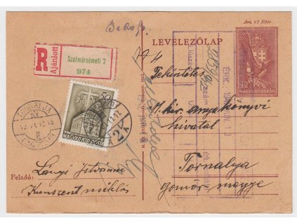 1942, R-dopisnice 12 f dofr. zn. 50 f, DR Szatmárnéti, prošlé